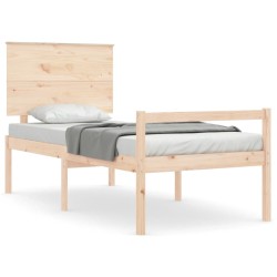Lit pour personne âgée et tête de lit 90x200 cm bois massif 