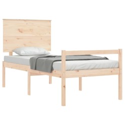 Lit pour personne âgée et tête de lit 90x200 cm bois massif 