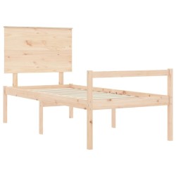 Lit pour personne âgée et tête de lit 90x200 cm bois massif 