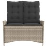 Banc inclinable de jardin et coussins gris clair résine tressée 