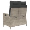 Banc inclinable de jardin et coussins gris clair résine tressée 