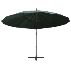 Parasol suspendu avec poteau en aluminium Vert 3 m 