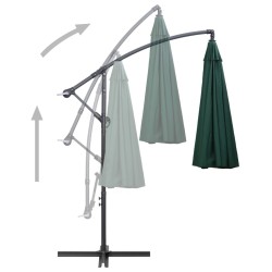 Parasol suspendu avec poteau en aluminium Vert 3 m 