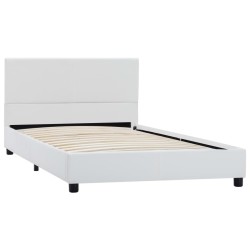 Cadre de lit sans matelas blanc similicuir 90x200 cm 