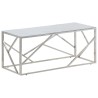 Table basse argenté acier inoxydable et verre trempé 