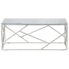 Table basse argenté acier inoxydable et verre trempé 