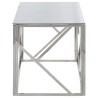 Table basse argenté acier inoxydable et verre trempé 