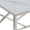Table basse argenté acier inoxydable et verre trempé 