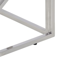 Table basse argenté acier inoxydable et verre trempé 