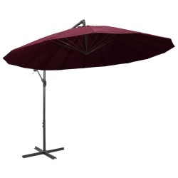 Parasol suspendu avec poteau bordeaux 3 m 