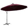 Parasol suspendu avec poteau bordeaux 3 m 