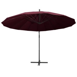 Parasol suspendu avec poteau bordeaux 3 m 