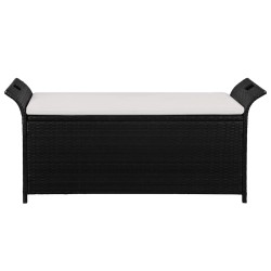 Banc de jardin avec coussin 138 cm Résine tressée Noir 