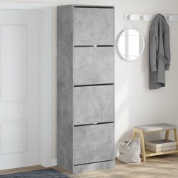 Armoire à chaussures 4 tiroirs rabattables gris 60x42x204 cm 