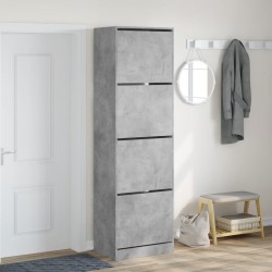 Armoire à chaussures 4 tiroirs rabattables gris 60x42x204 cm 