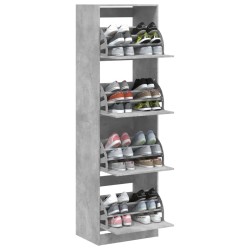 Armoire à chaussures 4 tiroirs rabattables gris 60x42x204 cm 
