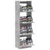 Armoire à chaussures 4 tiroirs rabattables gris 60x42x204 cm 