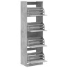 Armoire à chaussures 4 tiroirs rabattables gris 60x42x204 cm 