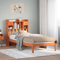 Lit bibliothèque sans matelas cire marron 90x200 cm pin massif 