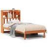 Lit bibliothèque sans matelas cire marron 90x200 cm pin massif 