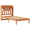 Lit bibliothèque sans matelas cire marron 90x200 cm pin massif 
