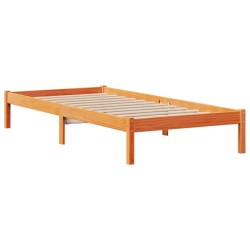 Lit bibliothèque sans matelas cire marron 90x200 cm pin massif 
