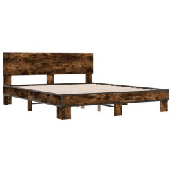 Cadre de lit sans matelas chêne fumé 160x200 cm 