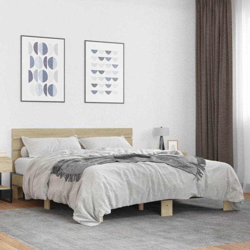 Cadre de lit sans matelas chêne sonoma 160x200 cm 