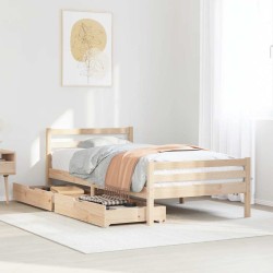 Cadre de lit sans matelas 75x190 cm bois de pin massif 