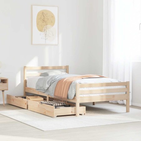 Cadre de lit sans matelas 75x190 cm bois de pin massif 