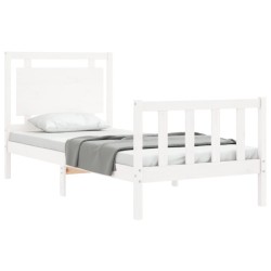 Cadre de lit sans matelas blanc 100x200 cm bois de pin massif 