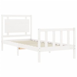 Cadre de lit sans matelas blanc 100x200 cm bois de pin massif 