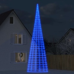 Sapin de Noël à LED sur mât de drapeau 3000 LED bleu 800 cm 