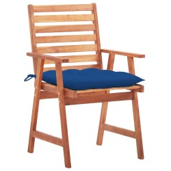 Chaises à manger d'extérieur lot de 2 et coussins Acacia massif 