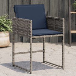 Chaises de jardin avec coussins lot de 4 gris résine tressée 