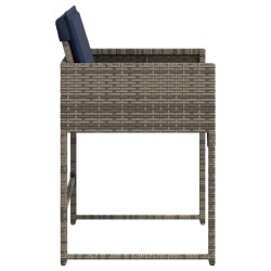 Chaises de jardin avec coussins lot de 4 gris résine tressée 