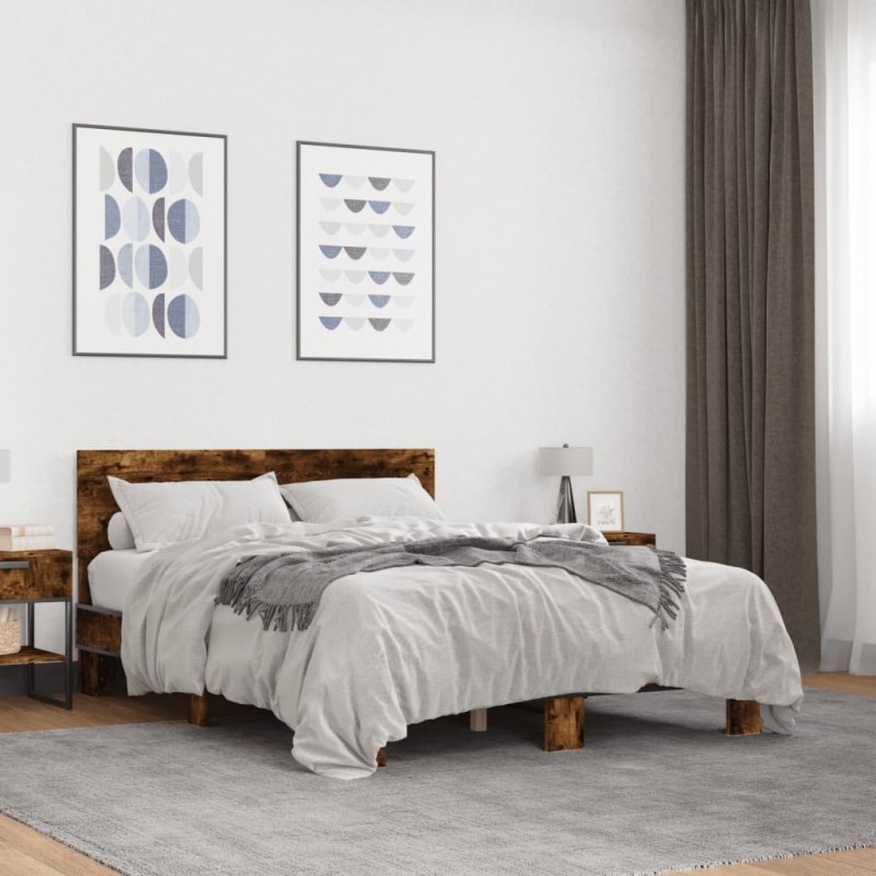 Cadre de lit sans matelas chêne fumé 140x190 cm 