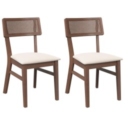 Chaises à manger coussins 2 pcs marron bois massif caoutchouc 