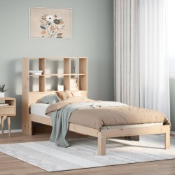 Lit bibliothèque sans matelas 90x200 cm bois de pin massif 