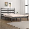 Cadre de lit sans matelas gris bois de pin massif 
