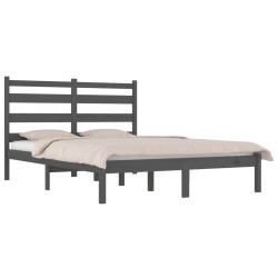 Cadre de lit sans matelas gris bois de pin massif 