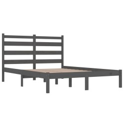 Cadre de lit sans matelas gris bois de pin massif 