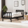 Cadre de lit sans matelas noir bois massif 90x200 cm 
