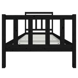 Cadre de lit sans matelas noir bois massif 90x200 cm 