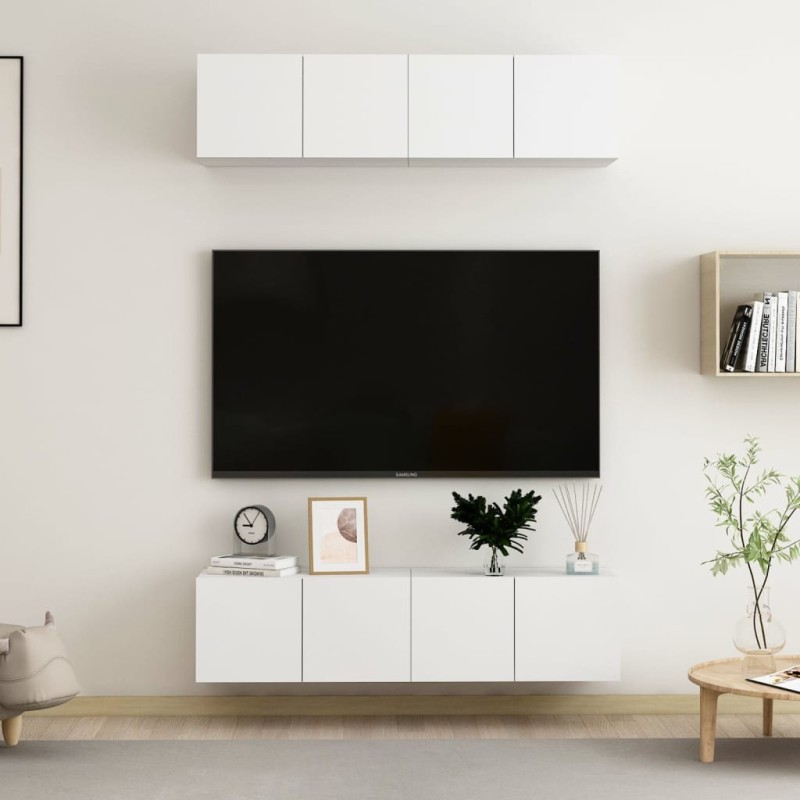 Meubles TV 4 pcs Blanc 60x30x30 cm Aggloméré Meubles TV 4 pcs Blanc 60x30x30 cm Aggloméré