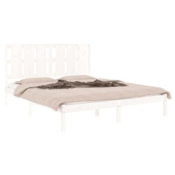 Cadre de lit sans matelas blanc 150x200 cm bois massif 