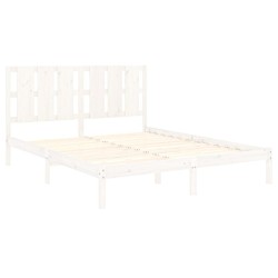 Cadre de lit sans matelas blanc 150x200 cm bois massif 