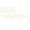 Cadre de lit sans matelas blanc 150x200 cm bois massif 