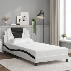 Cadre de lit sans matelas blanc et noir 100x200 cm similicuir 