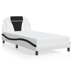 Cadre de lit sans matelas blanc et noir 100x200 cm similicuir 